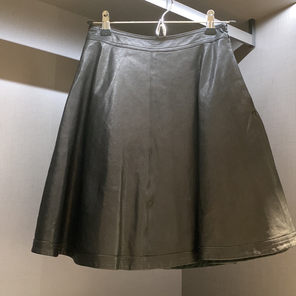 Diane Von Furstenberg leather A line skirt